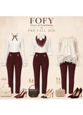 Pantaloni Fofy dama bordo cu talie inalta croi conic si accesoriii aurii cu strasuri in talie picture - 3