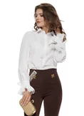 Pantaloni Fofy dama maro cu talie inalta croi conic si accesoriii aurii cu strasuri in talie picture - 4