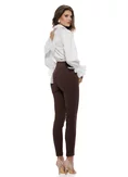 Pantaloni Fofy dama maro cu talie inalta croi conic si accesoriii aurii cu strasuri in talie picture - 2