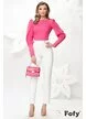 Pantaloni Fofy de dama albi conici cu  catarama aurie cu perle