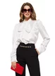Pantaloni Fofy negri conici cu talie inalta si lant auriu  cu strasuri