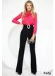 Pantaloni Fofy negri evazati material elastic si catarama maxi
