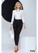 Pantaloni office Fofy negri conici cu talie medie bulinute discrete