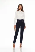 Pantaloni damă Fofy bleumarin cu talie înaltă și croi conic cu aplicații-bijuterie aurii picture - 3