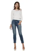 Blugi dama albastri premium material elastic croi conic picture - 1