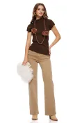 Blugi dama camel croială modernă, talie medie, denim lejer picture - 6