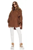 Blugi dama crem premium 2026 cu cusaturi mocca mouse material elastic croi conic talie inalta picture - 10