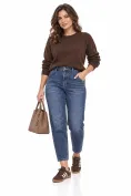 Blugi dama premium albastru elastic ballon talie inalta picture - 1