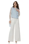 Blugi dama wide premium cloud dancer 2026 elastic cu buzunre baby blue cu strassuri picture - 2