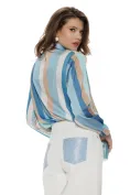 Blugi dama wide premium cloud dancer 2026 elastic cu buzunre baby blue cu strassuri picture - 8