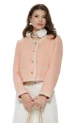 Blugi dama wide premium cloud dancer 2026 elastic cu buzunare roz cu strassuri picture - 8