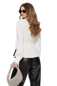 Camasa dama alba eleganta din bumbac premium cu corset in pliuri cu strasuri picture - 3