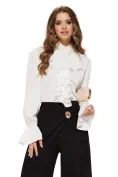Camasa dama alba eleganta premium cu jabou floare si perle aplicate picture - 1