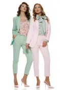Camasa dama eleganta vernil pistachio butterfly din bumbac usor elastic cu esarfa innodata picture - 2