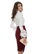 Camasa dama Fofy alba premium cu maneci elaborate conturate cu surje bordo picture - 3