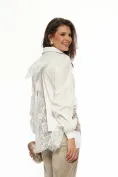 Camasa dama Fofy alba premium din bumbac cu dantela si funda organza picture - 4