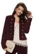 Compleu dama casual bordo din tesatura premium catifelata tunica cu nasturi metalici si pantalon drept picture - 2