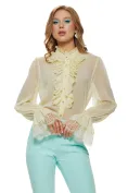 Compleu dama elegant aqua sacou cu revere si cordon pantalon conic picture - 6