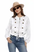 Jacheta dama bomber din satin alb supersoft brademburguri si nasturi militar picture - 1