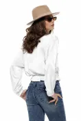 Jacheta dama bomber din satin alb supersoft brademburguri si nasturi militar picture - 2