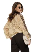 Jacheta dama premium din dantela bej cu ornamente brandemburg picture - 3
