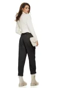 Jacheta dama premium din tricot crem cu aplicatii militare picture - 3