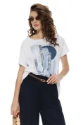 Pantalon dama bleumarin din vascoza premium cu curelusa impletita picture - 2