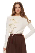 Pantalon dama elegant maro cu croi larg curea pense si buzunare picture - 4
