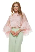 Pantalon dama elegant vernil wide cu buzunare si curea picture - 7