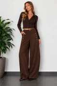 Pantalon dama maro balloon din piele intoarsa eco cu aplicatii militare si nasturi cu blazon picture - 1