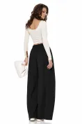 Pantalon dama negru wide cu pense ample si buzunare laterale picture - 2