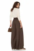 Pantalon maro damă premium cu talie inalta si aplicatii militare cu  blazon picture - 2