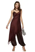 Rochie dama bordo stil furou cu insertii asimetrice de dantela picture - 1
