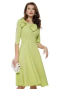 Rochie damă elegantă lime Fofy clos cu fundă maxi și croi feminin fluid picture - 1