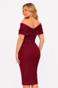Rochie de ocazie eleganta bordo din neopren pe umeri si cristale maxi picture - 2