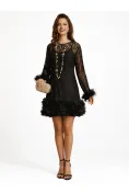 Rochie eleganta de ocazie din dantela premium cu strasuri si volane florale 3D picture - 1