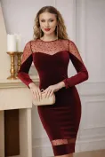 Rochie eleganta de ocazie Fofy de catifea bordo cu decupaje spectaculoase picture - 2