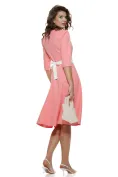 Rochie eleganta Fofy roz clos cu  insertii albe si aplicatii florale sidefate sofisticate picture - 2