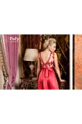 Rochie Fofy de ocazie lunga rosie cu spate gol si bust din tull cu paiete picture - 3