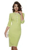 Rochie Fofy eleganta lime cu insertii albe si nasturi pretiosi tip bijuterie picture - 1