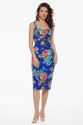 Rochie Fofy mulata albastra cu flori multicolore picture - 1