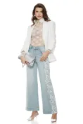 Sacou dama elegant alb maneca cu pliuri picture - 1