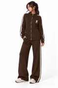 Trening dama maro din tricot premium cu casmir cu dungi albe si inchideri asiatice picture - 1