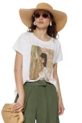 Tricou dama din bumbac premium pelicula aurie imprimeu safari girl summer 2026 picture - 1