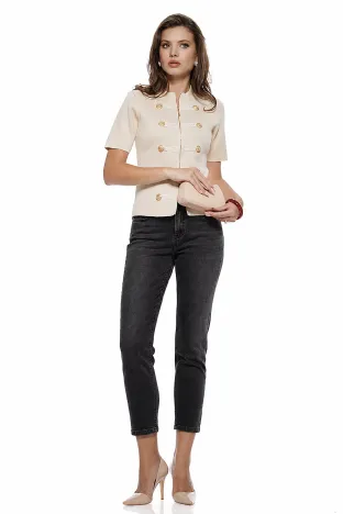 Blugi dama gri antracit premium material elastic croi conic