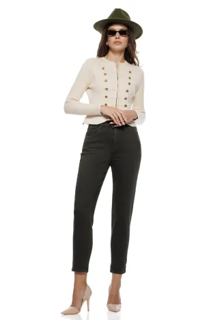 Blugi dama kaki inchis premium material elastic croi conic