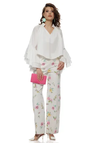 Blugi dama wide premium imprimeu floral fashion trend 2026