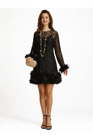 Rochie eleganta de ocazie din dantela premium cu strasuri si volane florale 3D