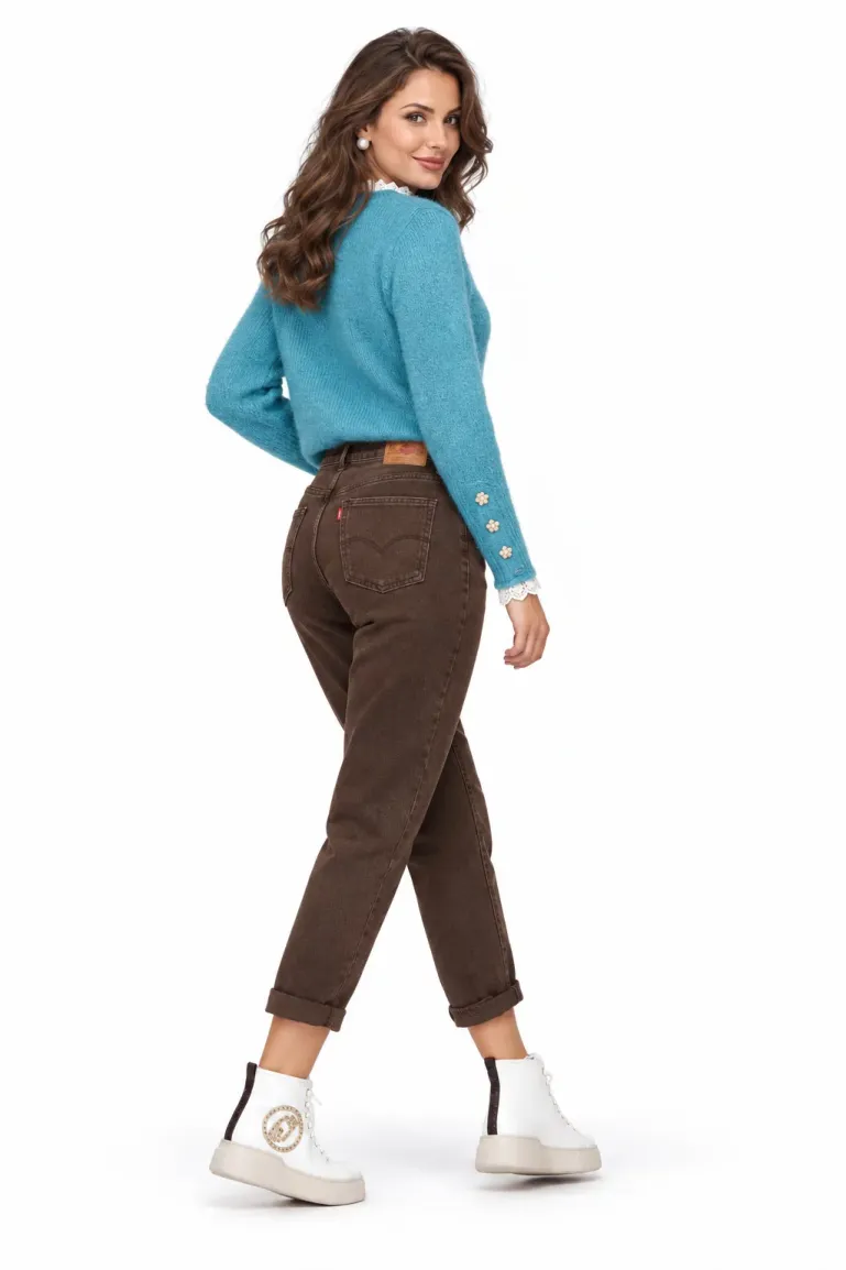 Blug dama premium maro ciocolatiu conic elastic cu talie medie picture - 2