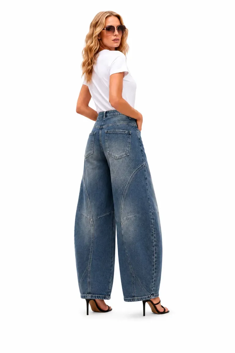 Blugi damă premium Crossover Barrel – Blue Denim picture - 2